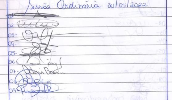 Lista de Presença dos vereadores 30 de maio 